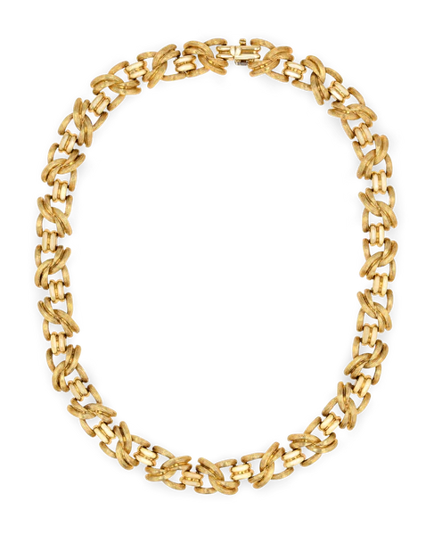 Золотое ожерелье от Генри Дюнея.  Оправа из 18-каратного желтого золота.  М.С. Рау, Новый Орлеан.
