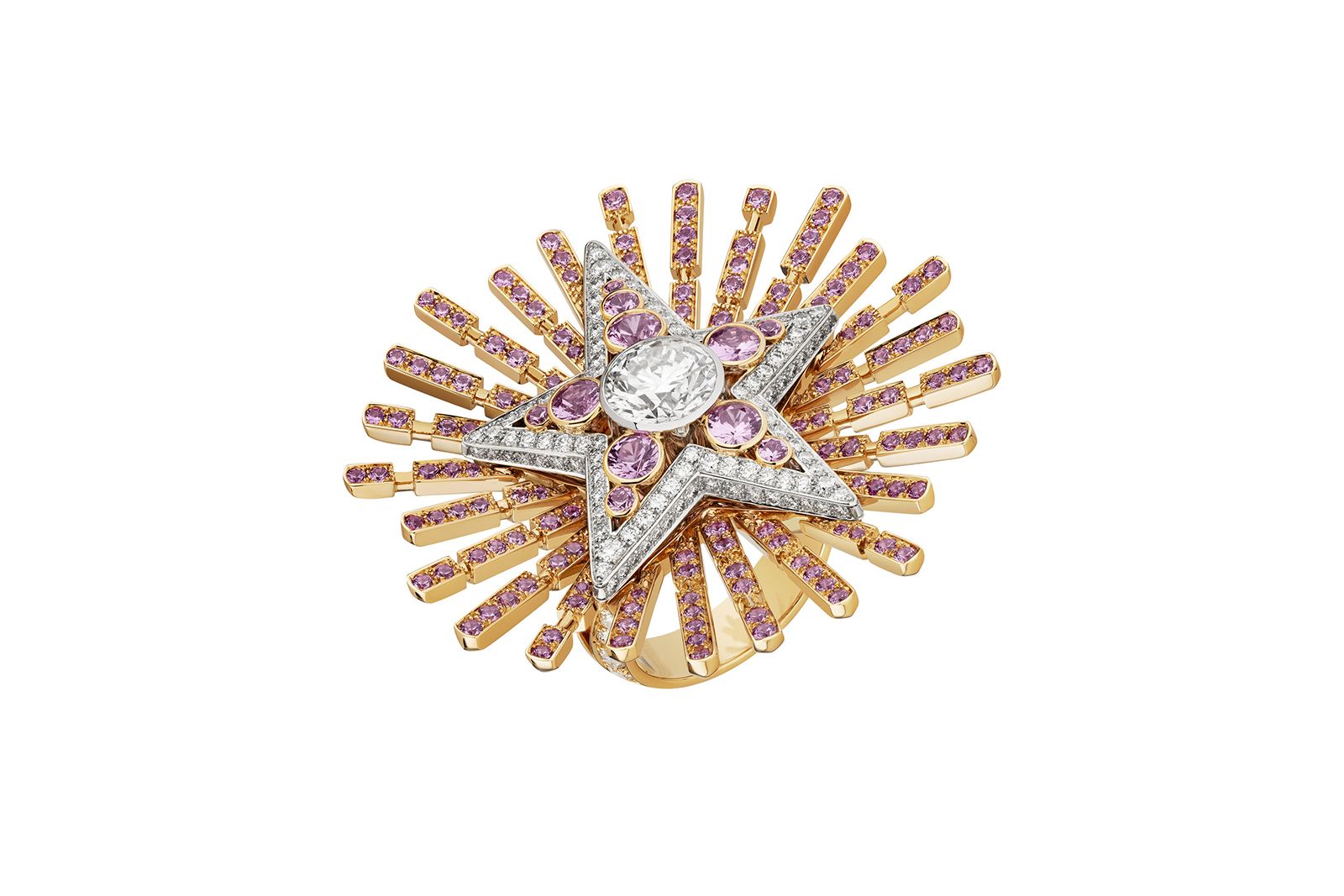 Кольцо Chanel High Jewellery Comete Aubazine из желтого золота с бриллиантами и сапфирами