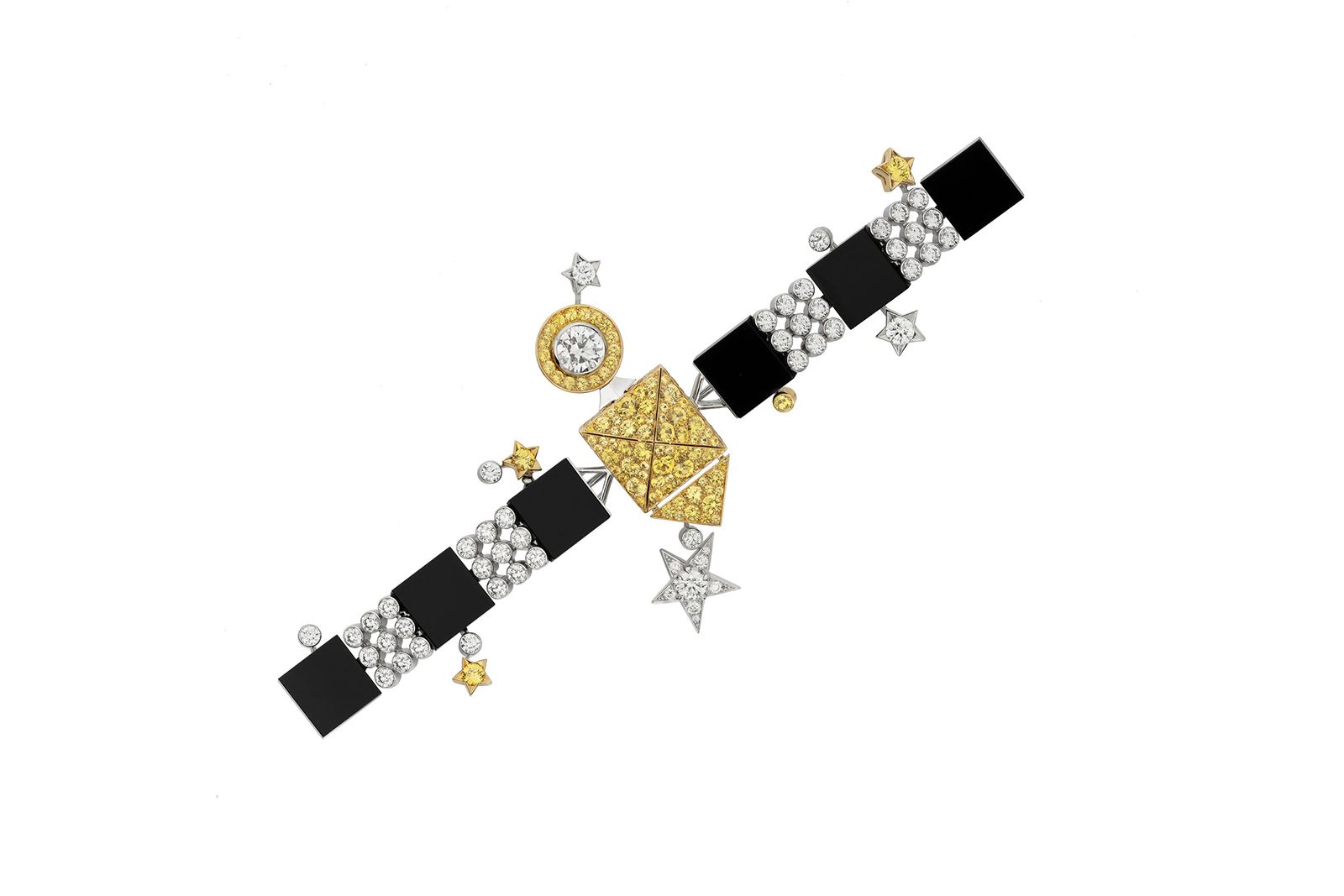 Брошь Chanel High Jewellery Satellite Harmonie с бриллиантами и ониксом