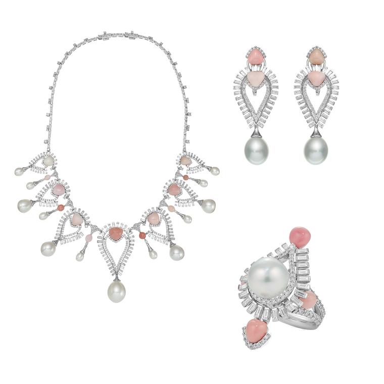 Ожерелье Persica с жемчугом, серьги и комплект колец