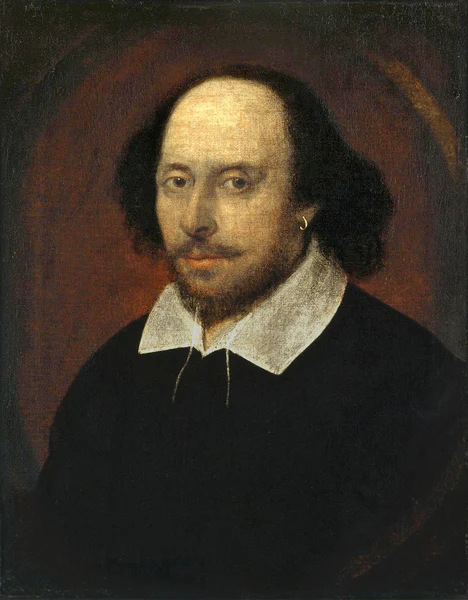 Портрет Уильяма Шекспира работы Джона Тейлора.  Около 1610 г. Национальная портретная галерея, Лондон.