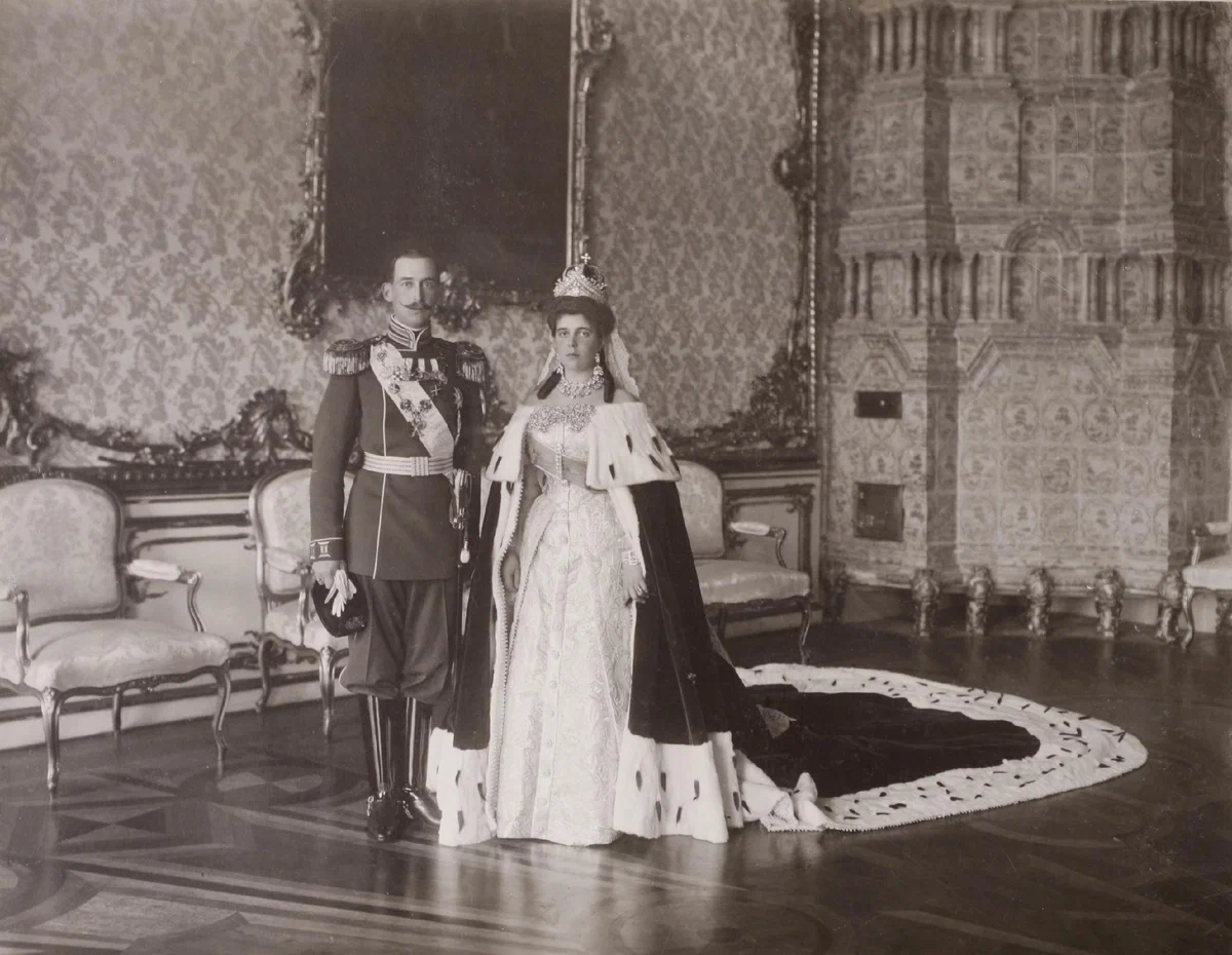Великая княгиня Елена Владимировна и принц Николай Греческий в день свадьбы. 29 августа 1902 года