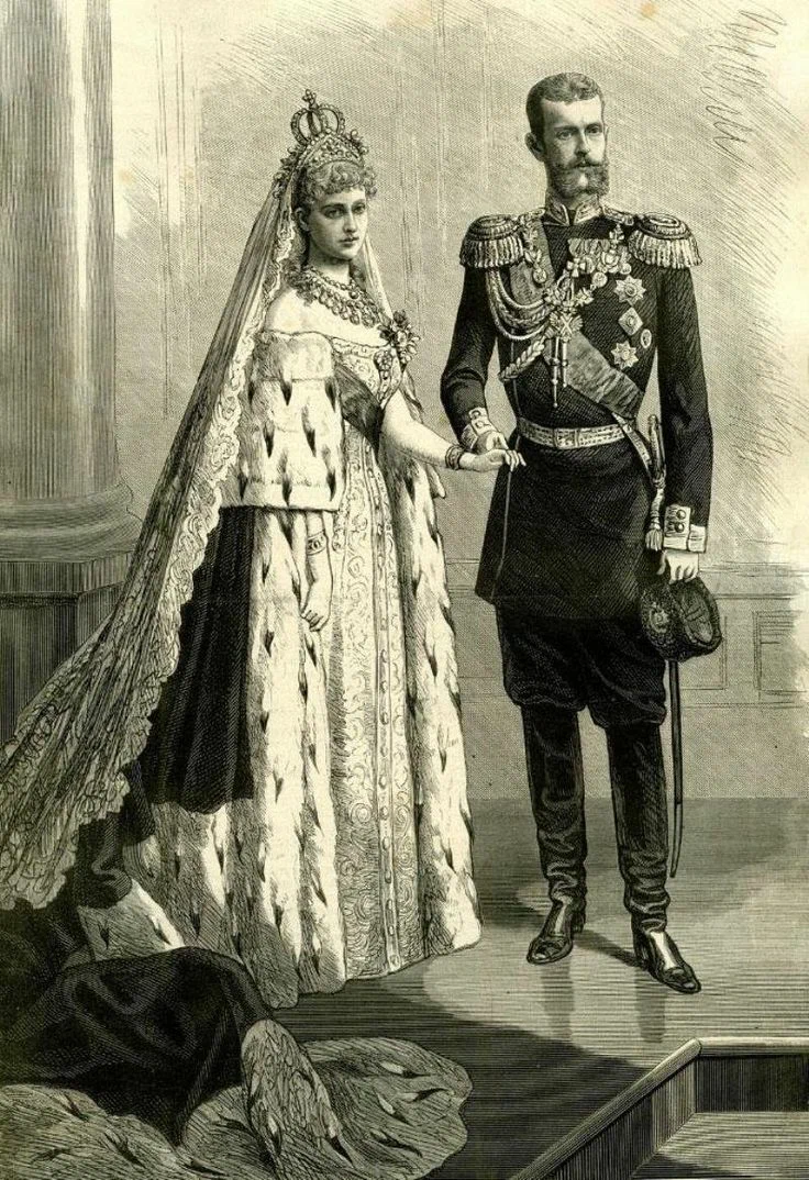 Великая княгиня Елизавета Федоровна и Великий князь Сергей Александрович в день свадьбы. 15 июня 1884 года