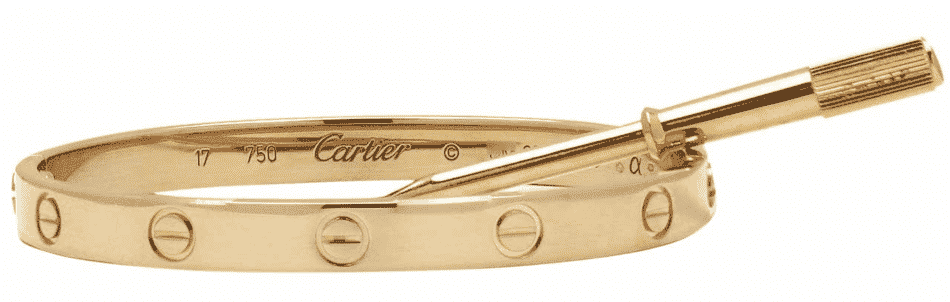 Браслет Cartier Love холодного желтого цвета с соответствующей мини-отверткой сверху, 2008 г.