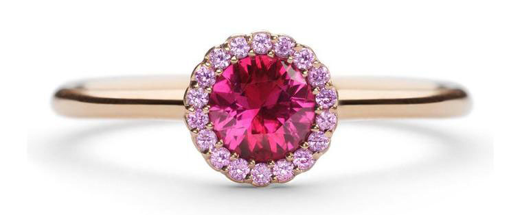 Помолвочное кольцо Cannelé с рубином и розовым сапфиром