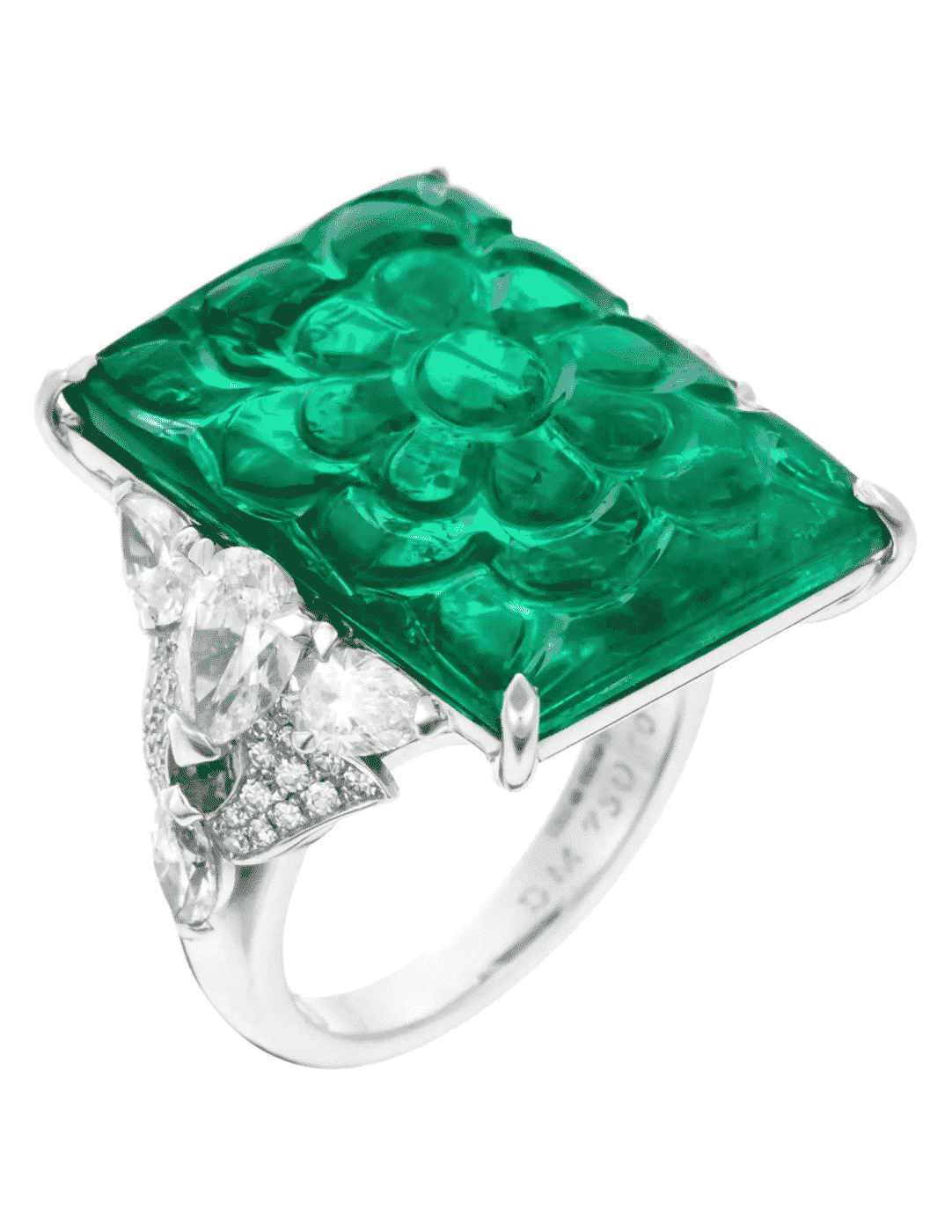 Коктейльное кольцо с бриллиантом и изумрудом весом 15,30 карата, сертификат GRS