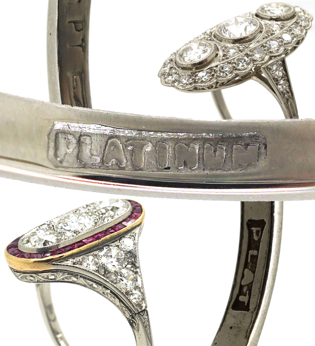 Платиновое кольцо в стиле ар-деко