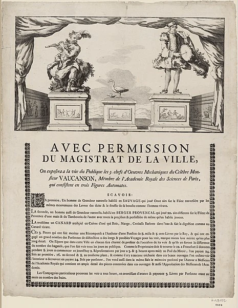 Автоматика Вокансона. Около 1746 г. Источник.