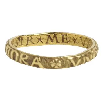 Золотое обручальное кольцо XVI века с надписью memento mori, напоминающей нам о нашей смертности и призывающей жить в соответствии с заповедями церкви.
