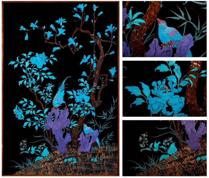 Подвесная ширма из перьев зимородка